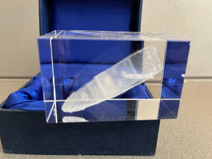 Rare Presse Papier Verre Bateau Navire Guerre Marine Collection Militaire DCN