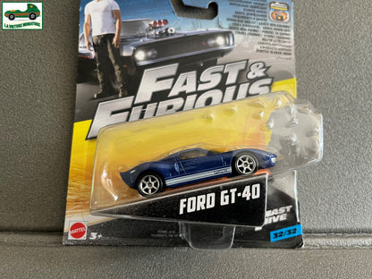 Voiture miniature Ford GT-40 Fast & Furious Mattel 1/55