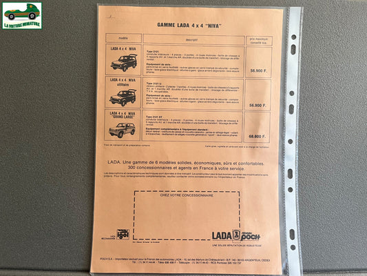Ancien Dépliant Brochure Documentation Automobile Lada Poch Tarif 1988