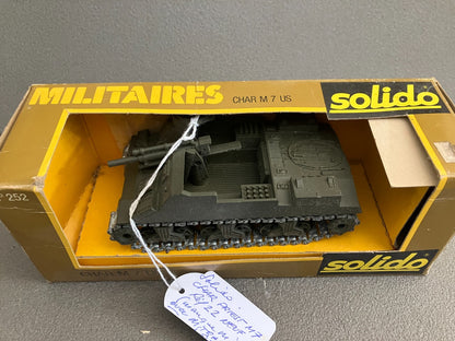 Ancienne Miniature Militaire Blindé Tank Char M7 US 252 Solido France 1/50