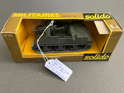 Ancienne Miniature Militaire Blindé Tank Char M7 US 252 Solido France 1/50