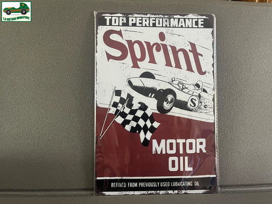 Plaque Métal Voiture Automobile Garage Huile Moteur Sprint 20 x 30 cm