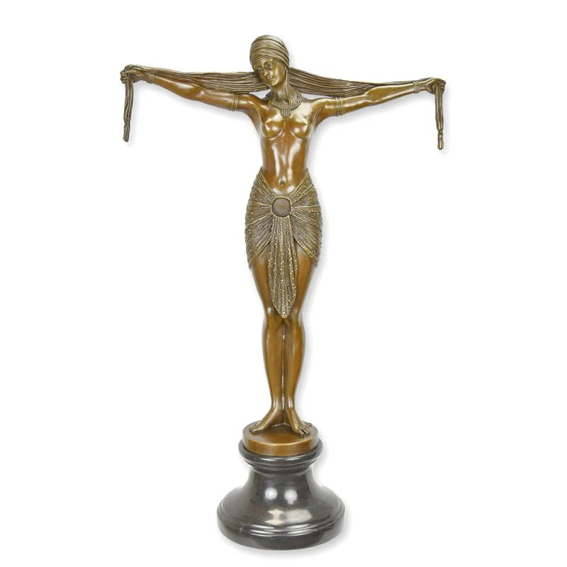 STATUE MODERNE SCULPTURE BRONZE DANSEUSE À L'ÉCHARPE