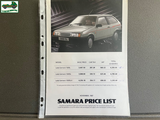 Ancien Dépliant Brochure Documentation Automobile Lada Samara Price List