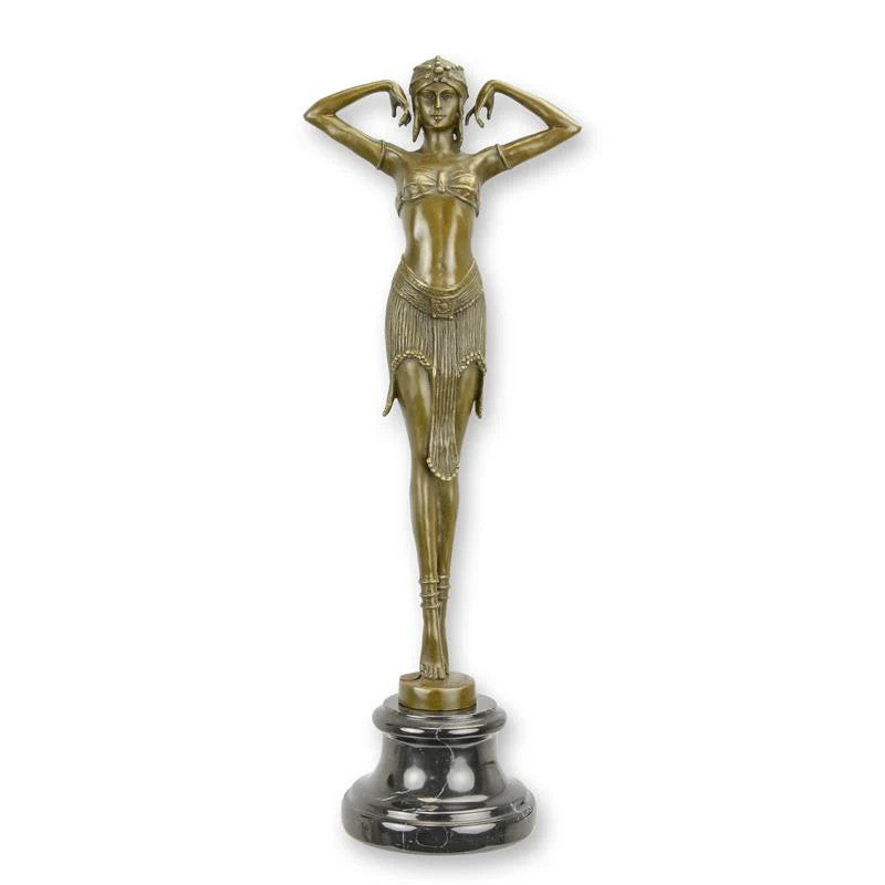 STATUE MODERNE SCULPTURE BRONZE DANSEUSE SCARABÉE