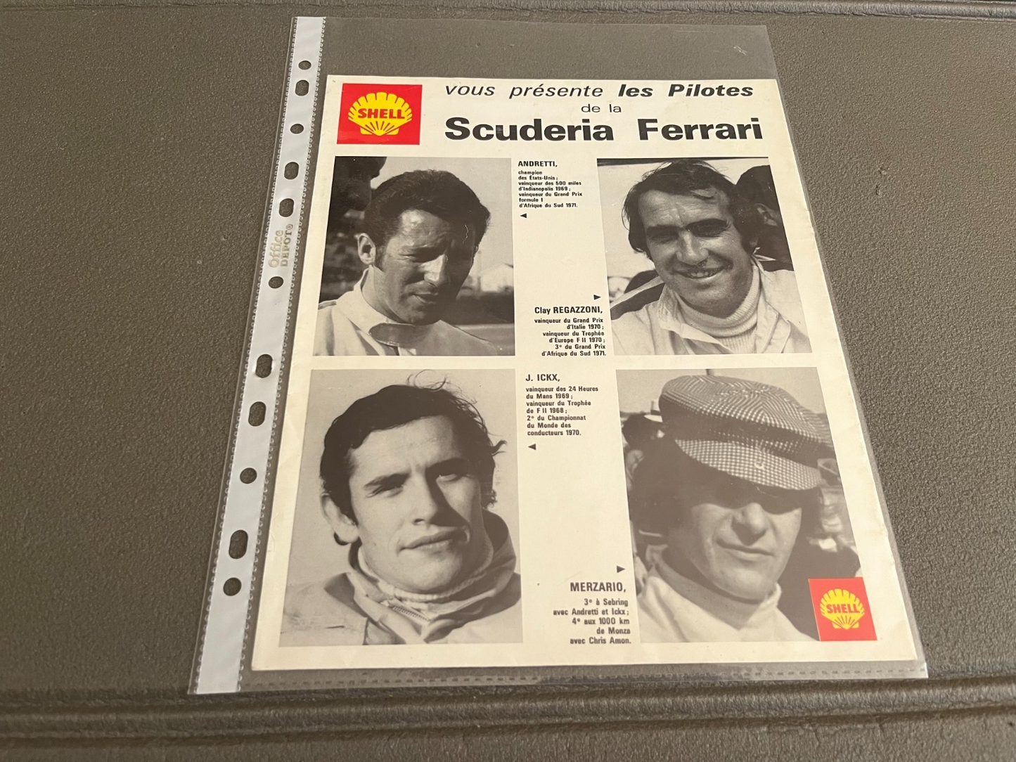 Ancien Dépliant Brochure Documentation Automobile Pilotes Scuderia Ferrari Shell