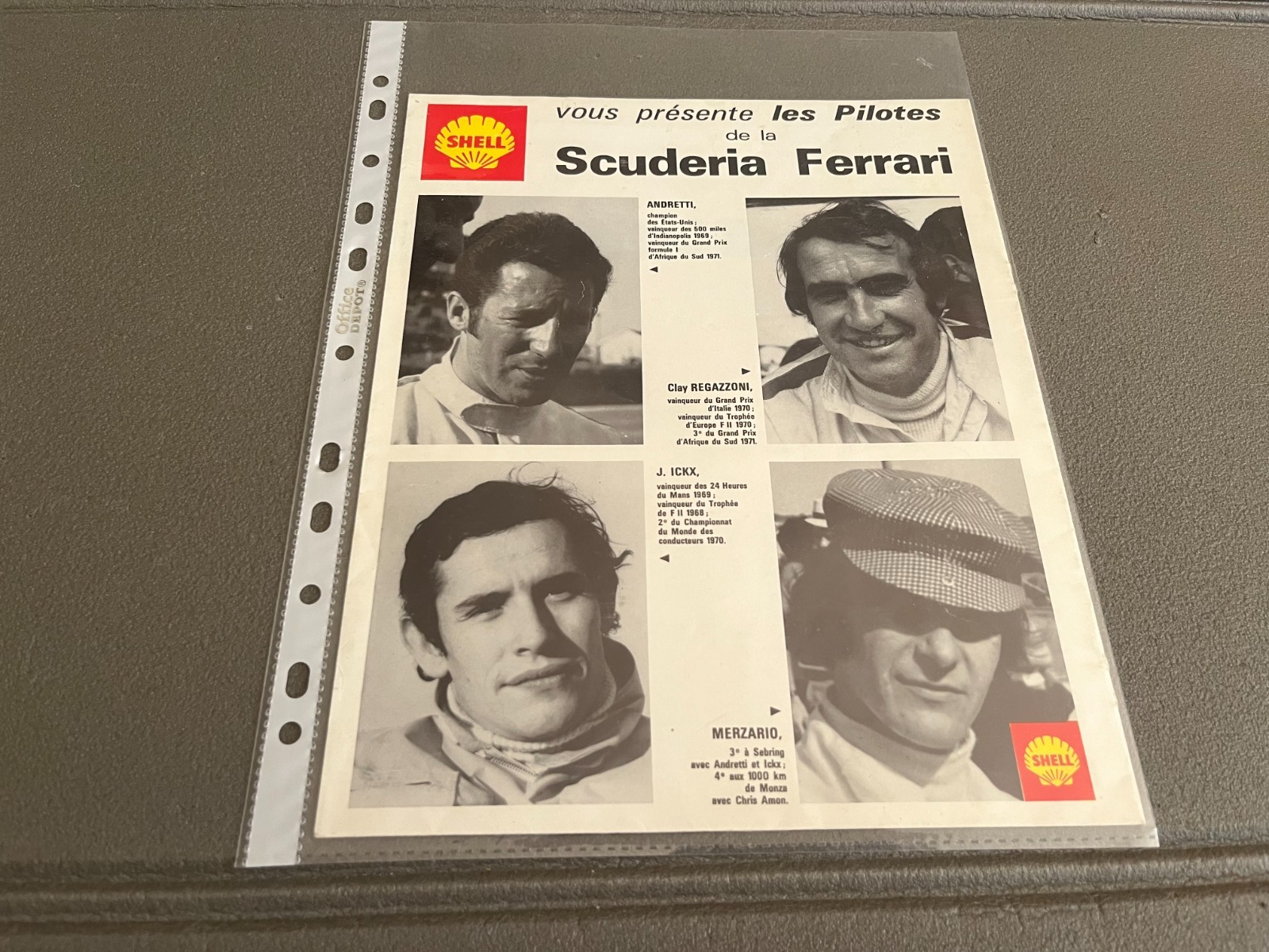 Ancien Dépliant Brochure Documentation Automobile Pilotes Scuderia Ferrari Shell
