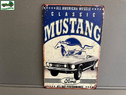 Plaque Métal Voiture Automobile American Muscle Ford Mustang 20 x 30 cm