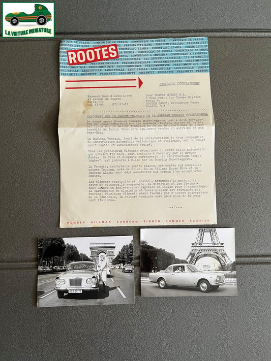 Ancien Documentation Automobile Communiqué Presse Rootes Motors Sunbeam Photo