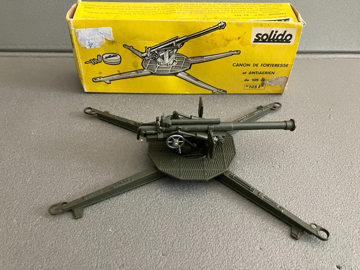 Ancienne Miniature Militaire Blindé Canon de Forteresse 105 Solido France 1/50