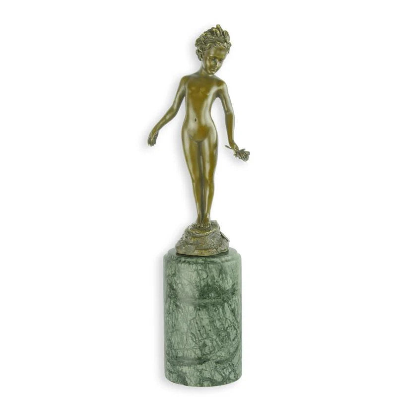 STATUE MODERNE SCULPTURE BRONZE JEUNE FILLE TANT ROSE