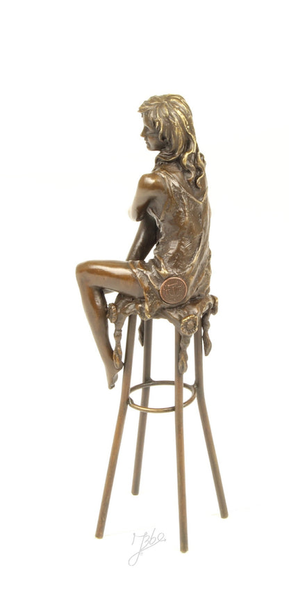 Statue Sculpture Bronze Art Déco Nouveau Femme Tabouret Bar DSBJ-11 Moderne