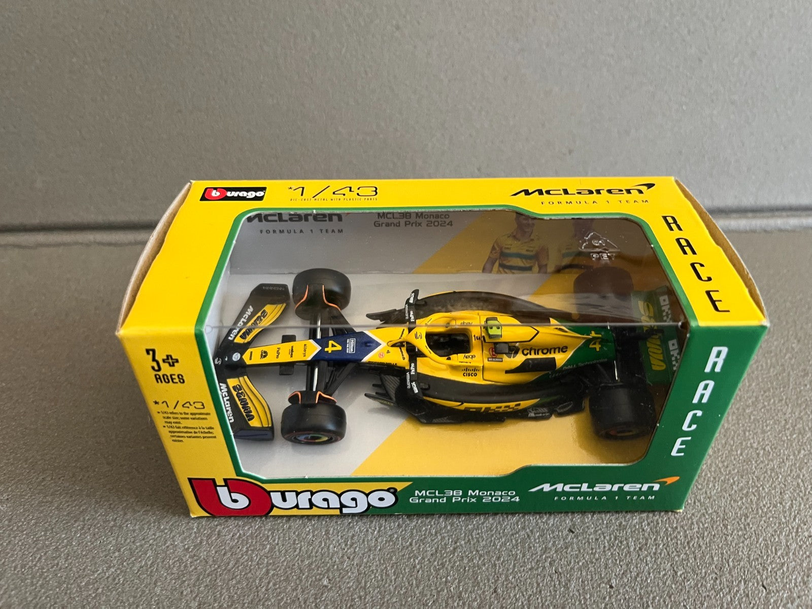 Voiture miniature Collection Formule 1 F1 McLaren Mcl38 Monaco GP Burago au 1/43