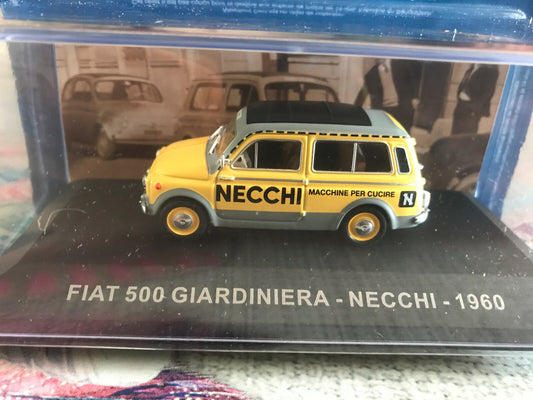 Voiture miniature Publicitaire Fiat 500 Giardiniera Necchi 1960 Jardinier 1/43