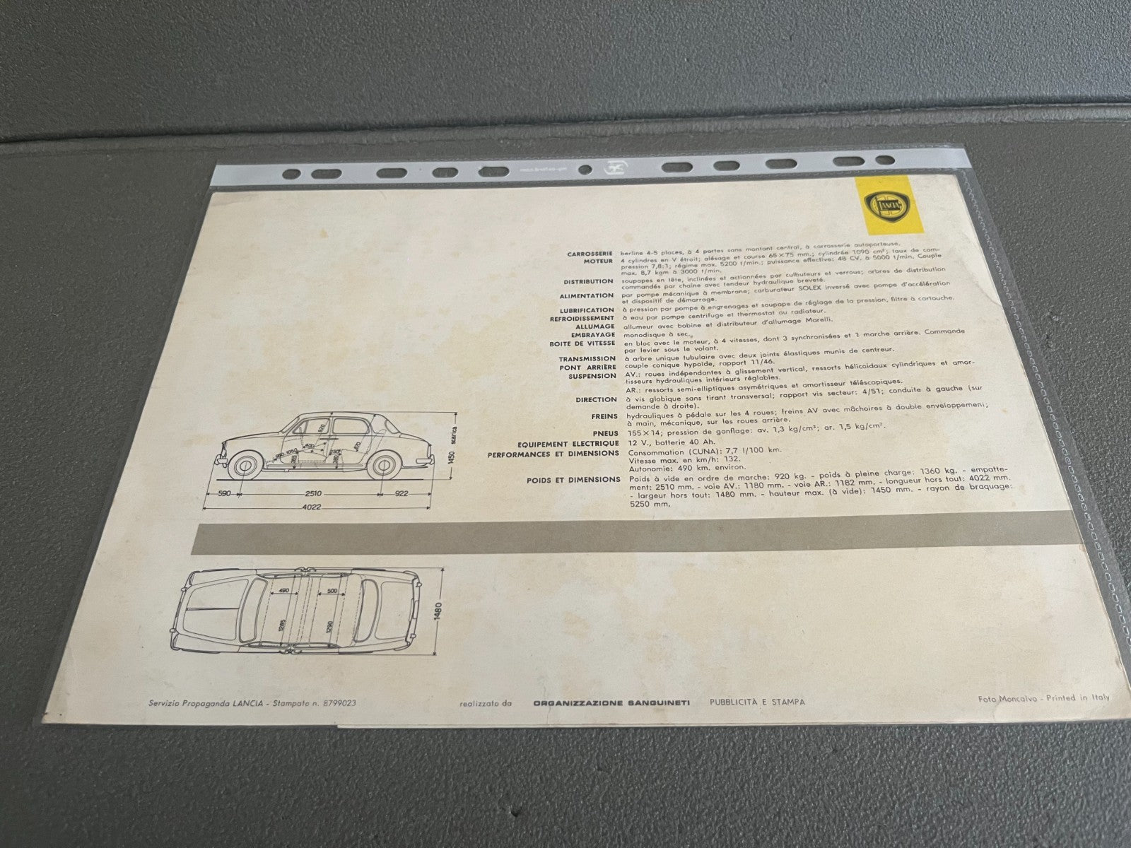 Ancien Dépliant Brochure Documentation Automobile Lancia Berline Appia