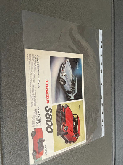 Ancien Dépliant Brochure Documentation Automobile Honda N600 S800