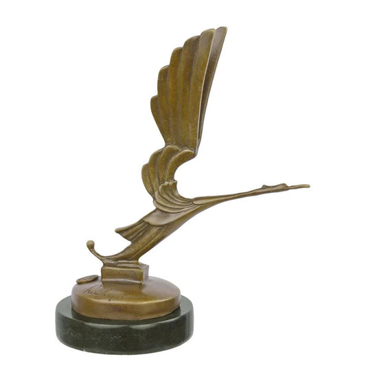 MASCOTTE DE VOITURE FORME DE CIGOGNE ART DÉCO STATUE MODERNE SCULPTURE BRONZE