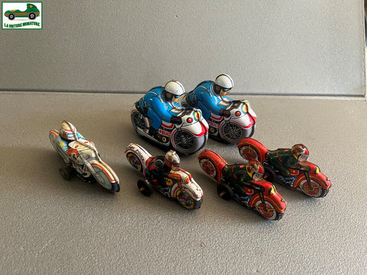 Ancienne Miniature Métal Tôle Mécanisme Lot 6 Moto Japan Korea