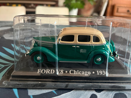 Voiture Miniature Ford V8 Chicago 1936 Taxi Du Monde au 1/43 Altaya