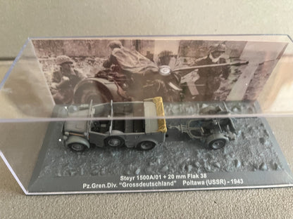 Miniature Militaire Char Tank Blindé Steyr 1500A/01 Flak 38 Altaya 1/72