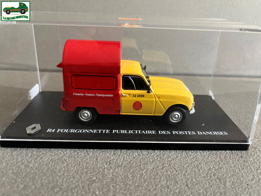 Voiture Miniature Renault R4 4L Fourgonnette publicitaire Postes Danoises  1/43