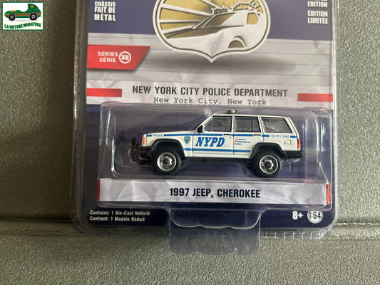 Voiture Miniature 1997 Jeep Cherokee Police NYPD Greenlight au 1/64