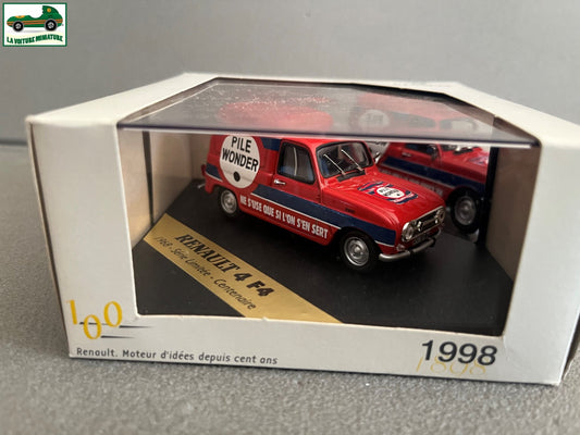 Voiture Miniature Renault 4 F4 Pile Wonder Centenaire Vitesse au 1/43