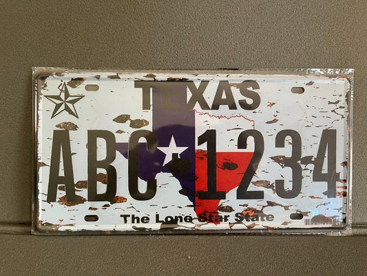 Plaque Métal Voiture Automobile Américaine Immatriculation Texas 15 x 30cm
