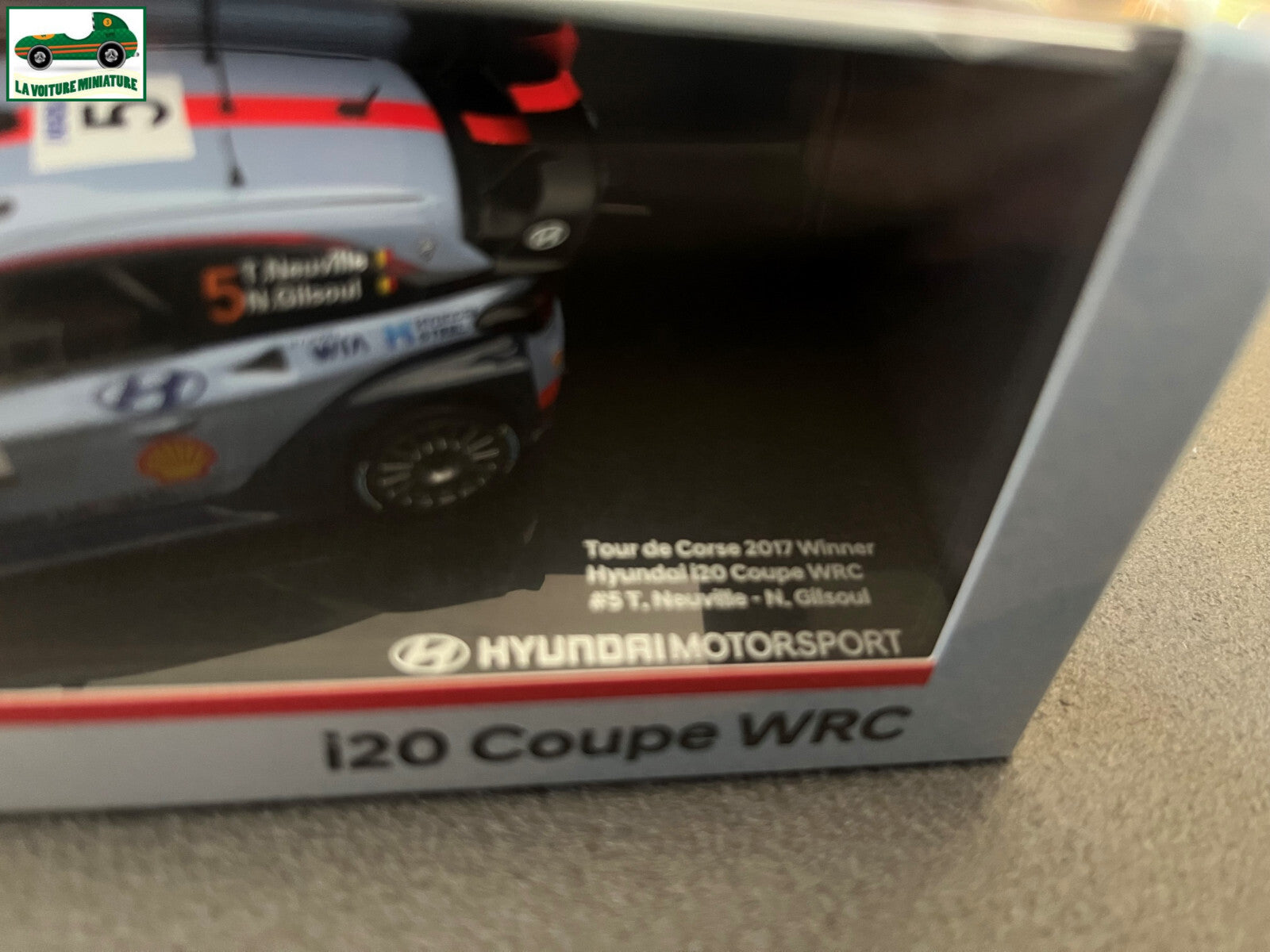 Voiture Miniature Hyundai i20 Coupé WRC Tour de Corse 2017 Rallye IXO au 1/43