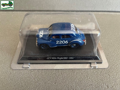 Voiture Miniature Renault 4CV Course Mille Miglia 1063 1954 Eligor au 1/43