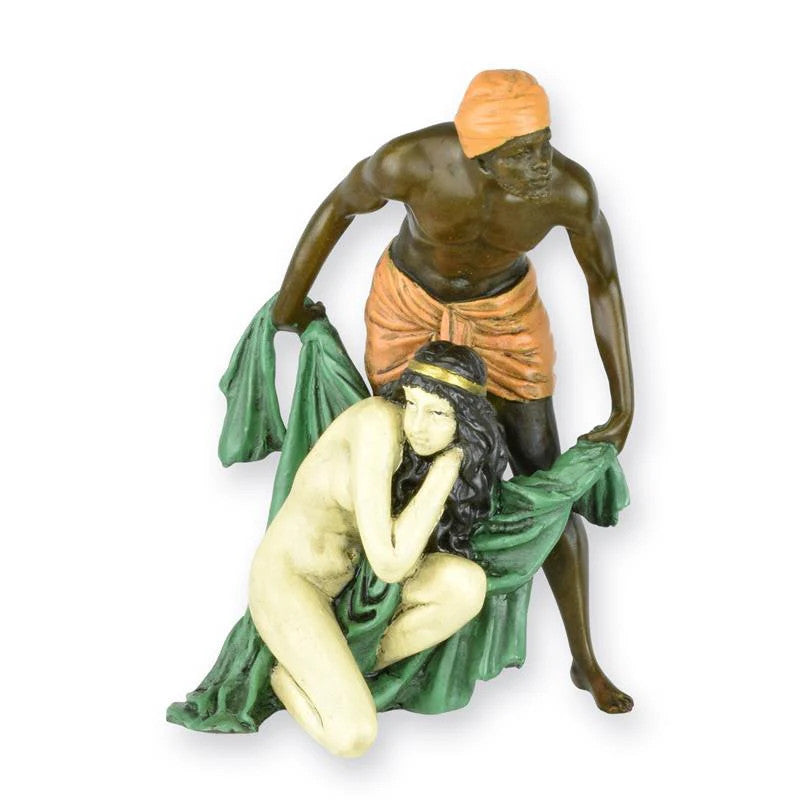 STATUE MODERNE SCULPTURE BRONZE HOMME PROTÉGANT FEMME