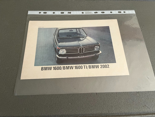 Ancien Dépliant Brochure Documentation Automobile BMW 1600 2002