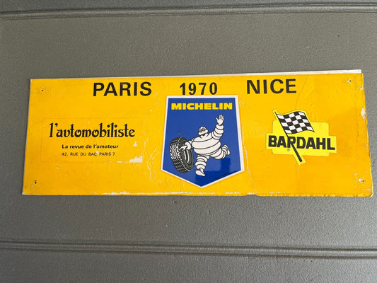 Plaque Métal Voiture Automobile rallye Michelin Paris Nice 1970 L'Automobiliste