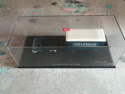 Miniature Camion Remorque Hanomag Kurier Enser mit Anhanger Grunding Schuco 1/43