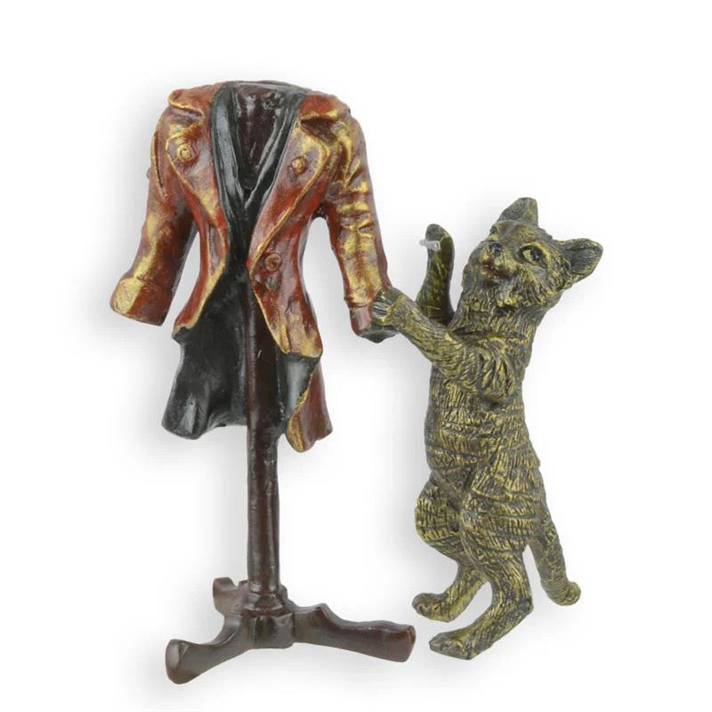 STATUE MODERNE SCULPTURE BRONZE CHAT TAILLEUR