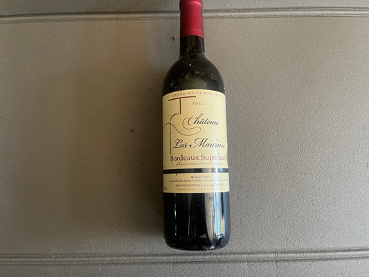 Ancienne Bouteille Vin Bordeaux Chateau Les Maurins 2003 Collection Perso
