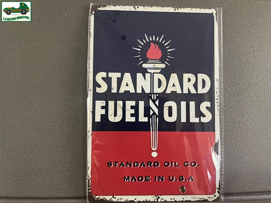 Plaque Métal Voiture Automobile Garage Huile Moteur Standard Fuel 20 x 30 cm