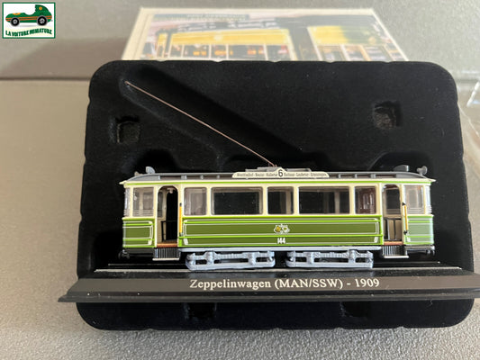 Voiture Miniature Tramway Zeppelinwagen Man/SSW 1909 Ixo Atlas au 1/87