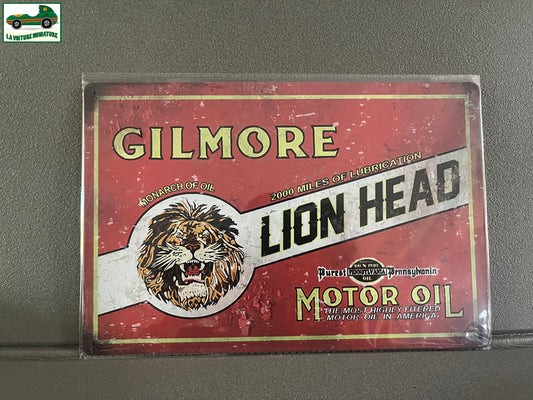 Plaque Métal Voiture Automobile Garage Huile Moteur Gilmore 20 x 30 cm