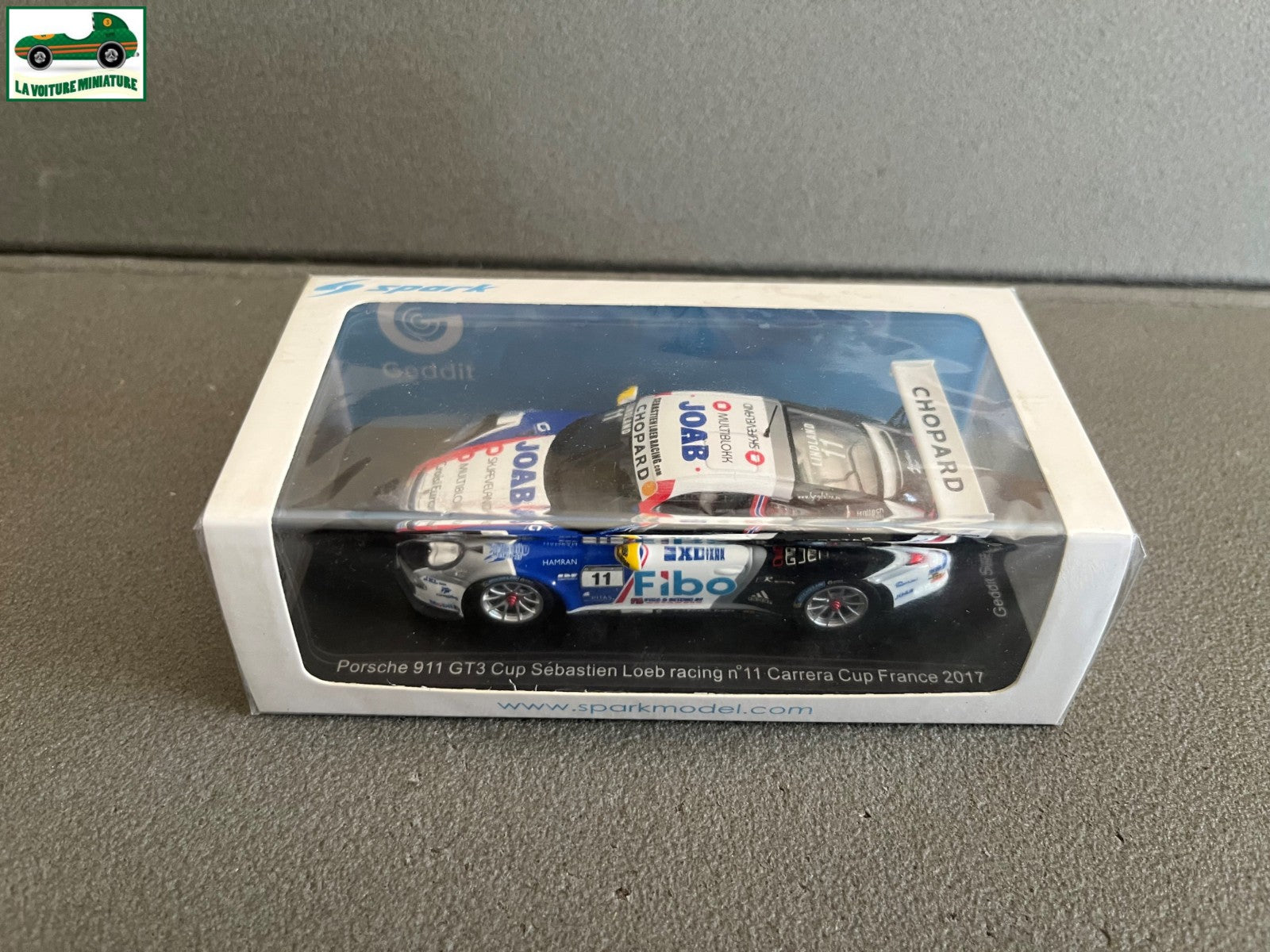 Voiture Miniature Porsche 911 GT3 Cup Loeb Carrera Cup France 2017 Spark au 1/43