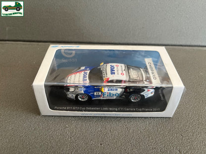 Voiture Miniature Porsche 911 GT3 Cup Loeb Carrera Cup France 2017 Spark au 1/43