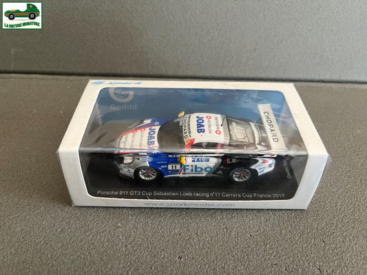 Voiture Miniature Porsche 911 GT3 Cup Loeb Carrera Cup France 2017 Spark au 1/43