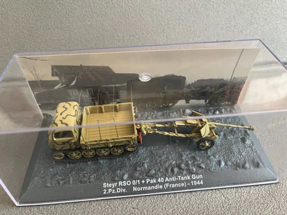 Miniature Militaire Char Tank Blindé Steyr RSO 0/1 + Pak 40 Altaya 1/72