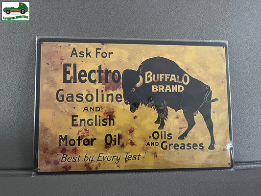 Plaque Métal Voiture Automobile Garage Huile Moteur Buffalo Brand 20 x 30 cm