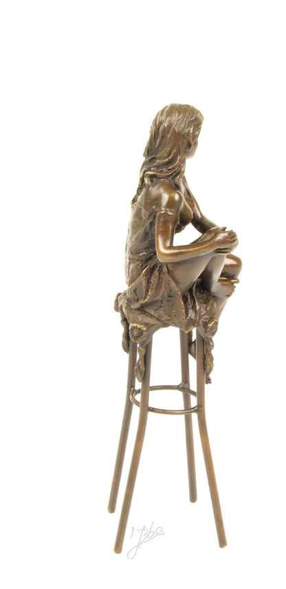Statue Sculpture Bronze Art Déco Nouveau Femme Tabouret Bar DSBJ-11 Moderne