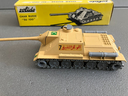Ancienne Miniature Militaire Blindé Char Russe SU 100 208 Solido France 1/50
