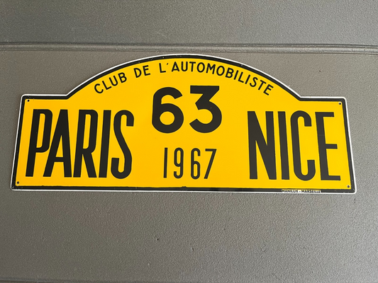 Plaque Métal Voiture Manilux rallye Paris Nice 1967 L'Automobiliste 63