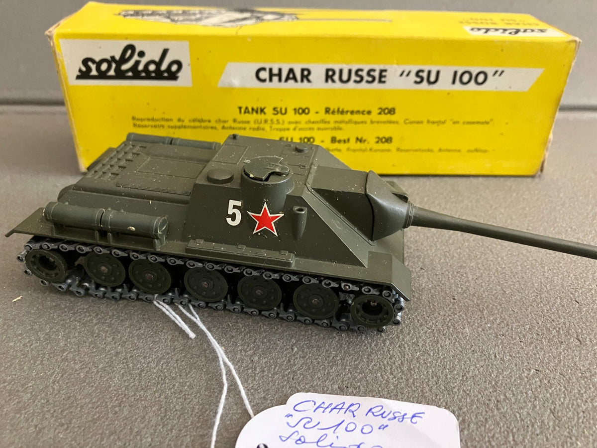 Ancienne Miniature Militaire Blindé Char Russe SU 100 208 Solido France 1/50
