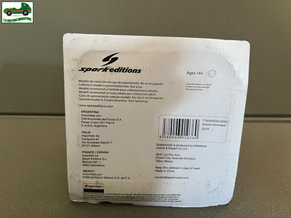 Casque Formule 1 F1 Pilote Antonio Giovinazzi 2019 Alfa Spark Editions au 1/5