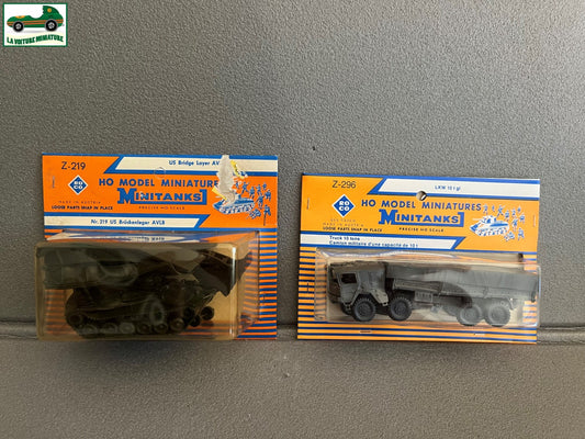 Miniature Engin Militaire Lot  2 Camion Char Roco Minitanks  1/87 HO Défauts HS